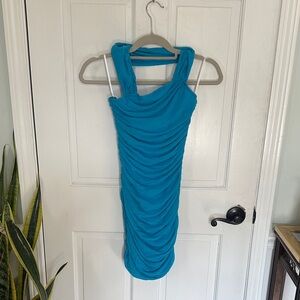 Elegant Blue Ruched Dress